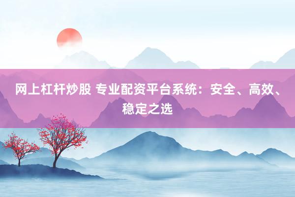 網(wǎng)上杠桿炒股 專業(yè)配資平臺系統(tǒng)：安全、高效、穩(wěn)定之選