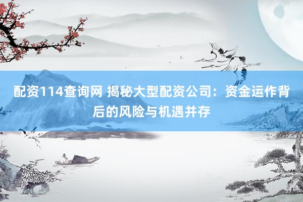 配資114查詢網(wǎng) 揭秘大型配資公司：資金運作背后的風(fēng)險與機遇并存