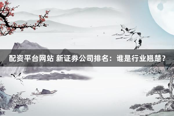 配資平臺(tái)網(wǎng)站 新證券公司排名：誰(shuí)是行業(yè)翹楚？