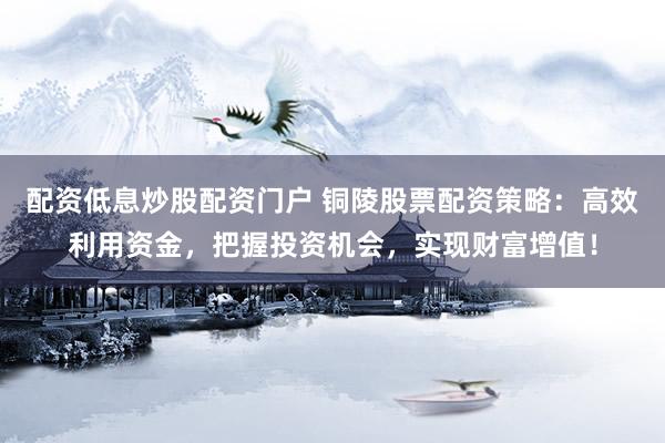 配資低息炒股配資門戶 銅陵股票配資策略：高效利用資金，把握投資機(jī)會，實現(xiàn)財富增值！