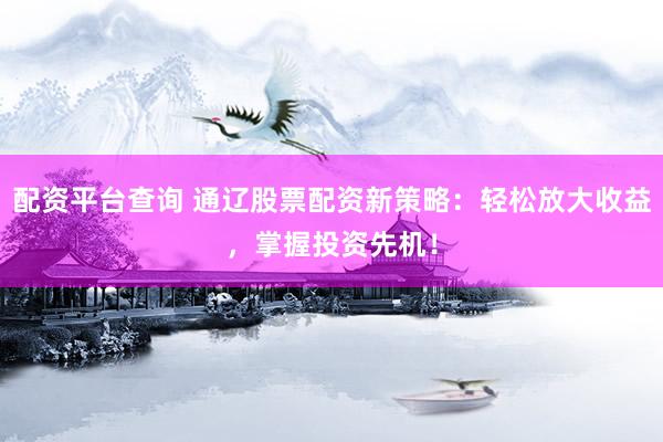 配資平臺(tái)查詢 通遼股票配資新策略：輕松放大收益，掌握投資先機(jī)！