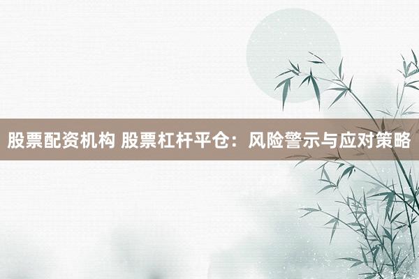 股票配資機(jī)構(gòu) 股票杠桿平倉(cāng)：風(fēng)險(xiǎn)警示與應(yīng)對(duì)策略